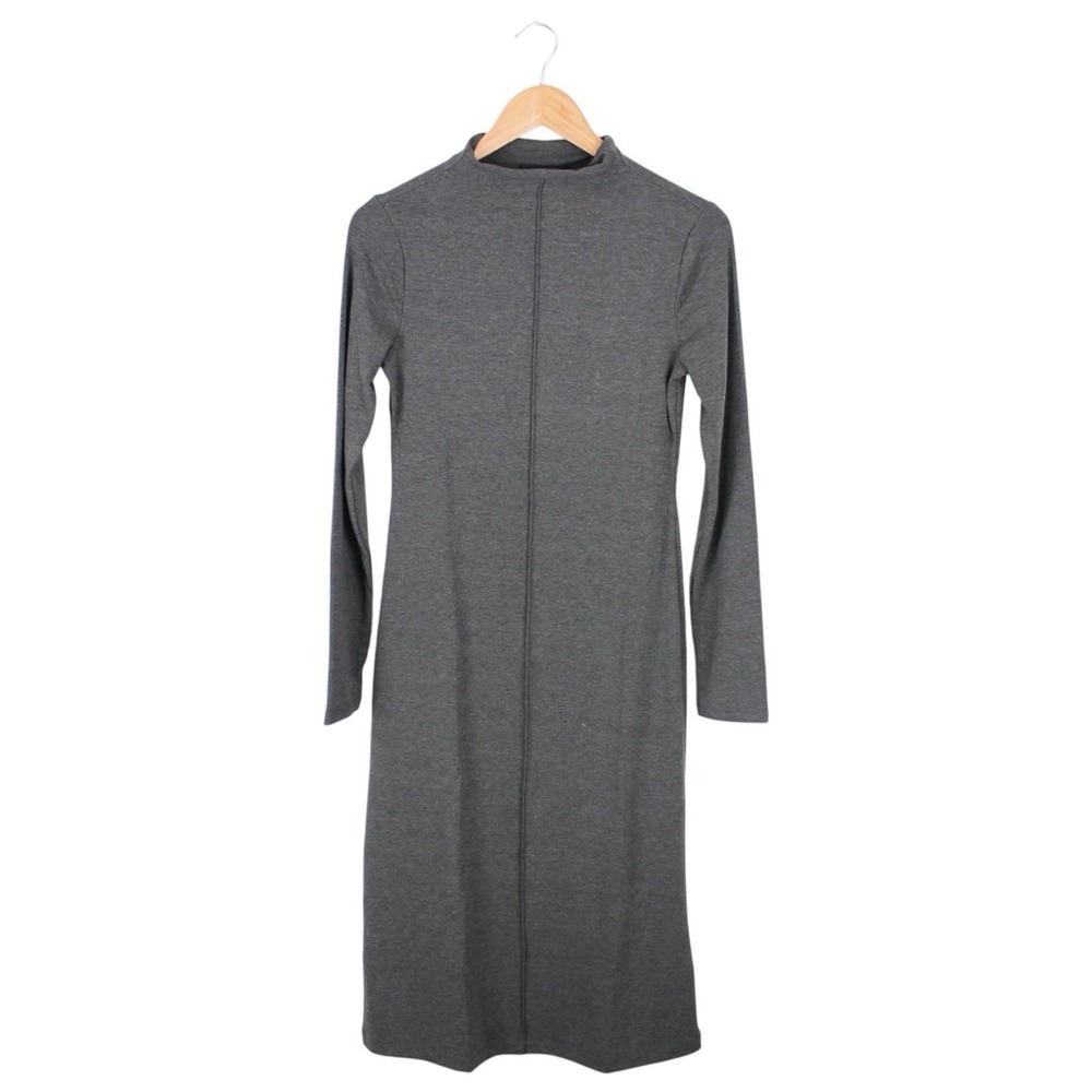 Banana Republic Women's XS Gray‎ Mock Neck Midi Dress Long Sleeve Stretch NWT